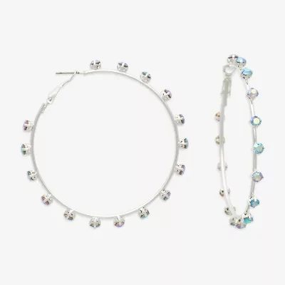 Bijoux Bar Silver Tone Womens Multi Color Glass 67mm Hoop Earrings