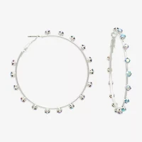 Bijoux Bar Silver Tone Womens Multi Color Glass 67mm Hoop Earrings