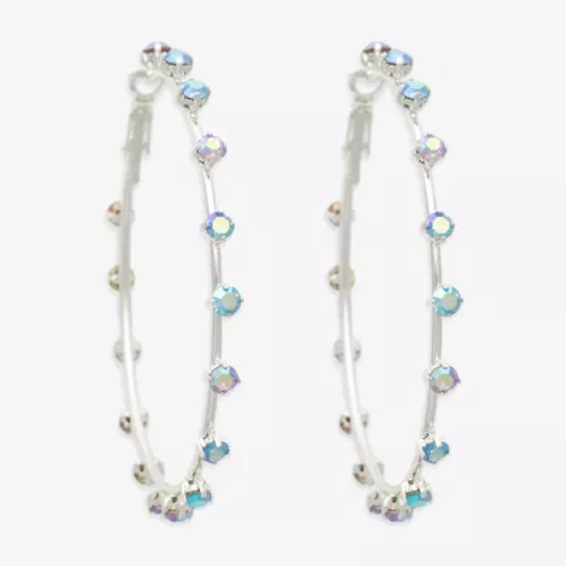 Bijoux Bar Silver Tone Womens Multi Color Glass 67mm Hoop Earrings