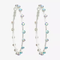 Bijoux Bar Silver Tone Womens Multi Color Glass 67mm Hoop Earrings