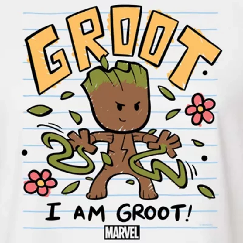 Womens Crew Neck Short Sleeve Regular Fit Groot Guardians of the Galaxy Marvel Juniors Graphic T-Shirt