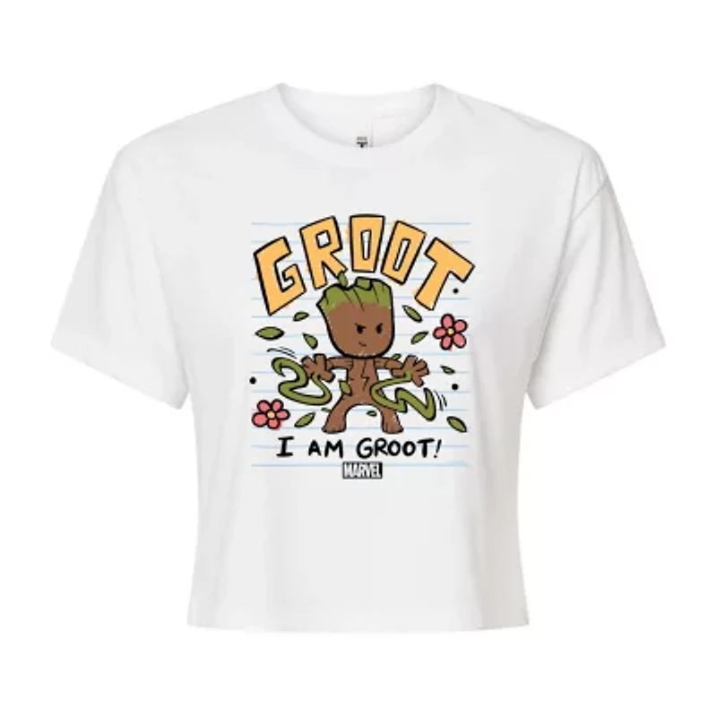 Womens Crew Neck Short Sleeve Regular Fit Groot Guardians of the Galaxy Marvel Juniors Graphic T-Shirt
