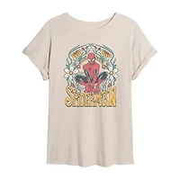 Marvel Spiderman Tee Womens Crew Neck Short Sleeve Regular Fit Juniors Graphic T-Shirt
