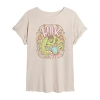 Womens Crew Neck Short Sleeve Regular Fit Hulk Marvel Juniors Graphic T-Shirt