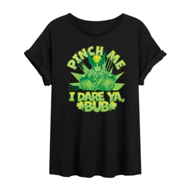 Womens Crew Neck Short Sleeve Regular Fit Marvel Juniors Graphic T-Shirt