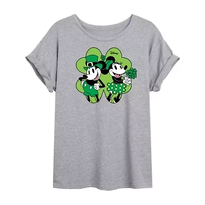 Womens Crew Neck Short Sleeve Regular Fit Mickey and Friends Juniors Graphic T-Shirt