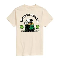 Womens Juniors Crew Neck Short Sleeve Regular Fit Peanuts Snoopy Graphic T-Shirt