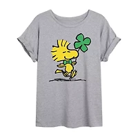 Woodstock Shamrock Tee Womens Crew Neck Short Sleeve Regular Fit Peanuts Snoopy Juniors Graphic T-Shirt