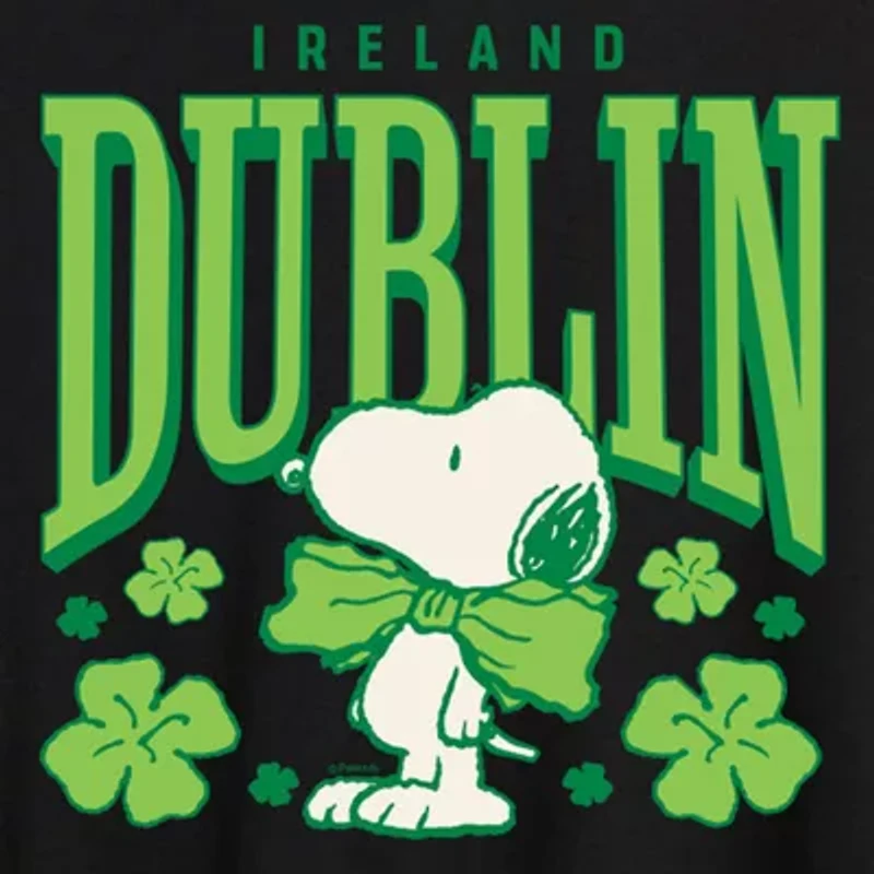 Peanuts Snoopy Dublin Tee Womens Crew Neck Short Sleeve Regular Fit Juniors Graphic T-Shirt