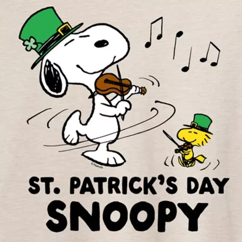 St Patrick'S Day Womens Crew Neck Short Sleeve Regular Fit Peanuts Snoopy Juniors Graphic T-Shirt