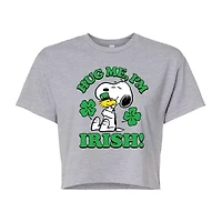 Womens Juniors Crew Neck Short Sleeve Regular Fit Peanuts Snoopy Graphic T-Shirt