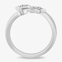 Enchanted Disney Fine Jewelry Womens 1/10 CT. T.W. Natural White Diamond Sterling Silver Star Fairies Tinker Bell Bypass  Cocktail Ring