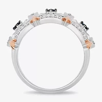 Enchanted Disney Fine Jewelry Womens 1/6 CT. T.W. Natural White Diamond 14K Rose Gold Over Silver Sterling Snowflake Princess Elsa Frozen Band