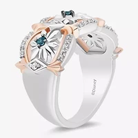 Enchanted Disney Fine Jewelry Womens 1/6 CT. T.W. Natural White Diamond 14K Rose Gold Over Silver Sterling Snowflake Princess Elsa Frozen Band