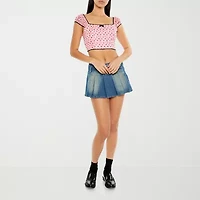 Forever 21 Womens Square Neck Short Sleeve Juniors Blouse