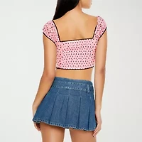 Forever 21 Womens Square Neck Short Sleeve Juniors Blouse