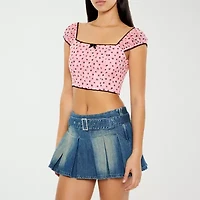 Forever 21 Womens Square Neck Short Sleeve Juniors Blouse