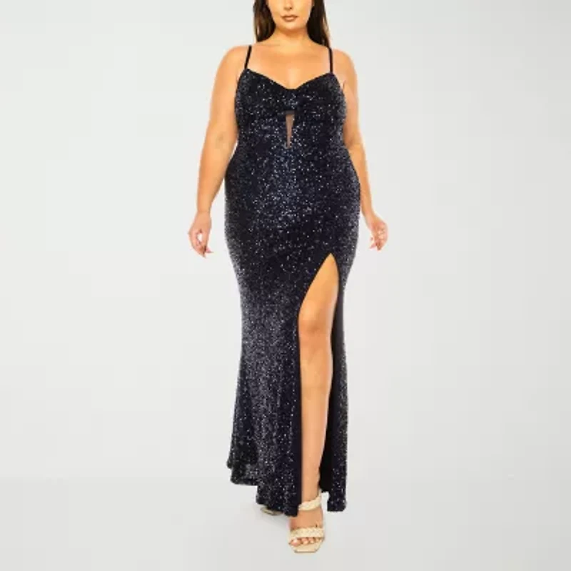 B. Smart Womens Juniors Plus Sleeveless Sequins Bodycon Dress