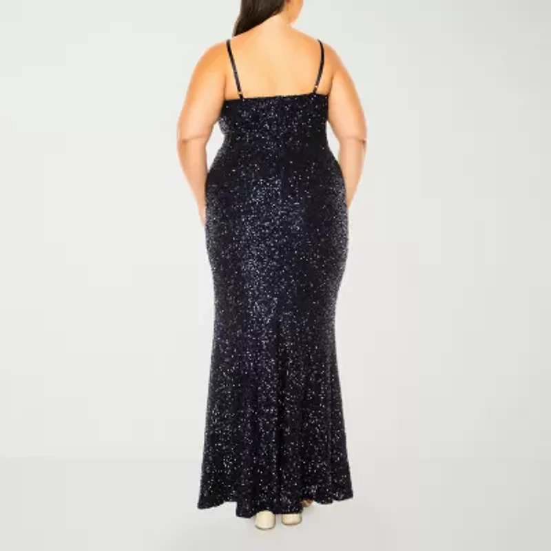 B. Smart Womens Juniors Plus Sleeveless Sequins Bodycon Dress