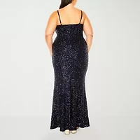 B. Smart Womens Juniors Plus Sleeveless Sequins Bodycon Dress