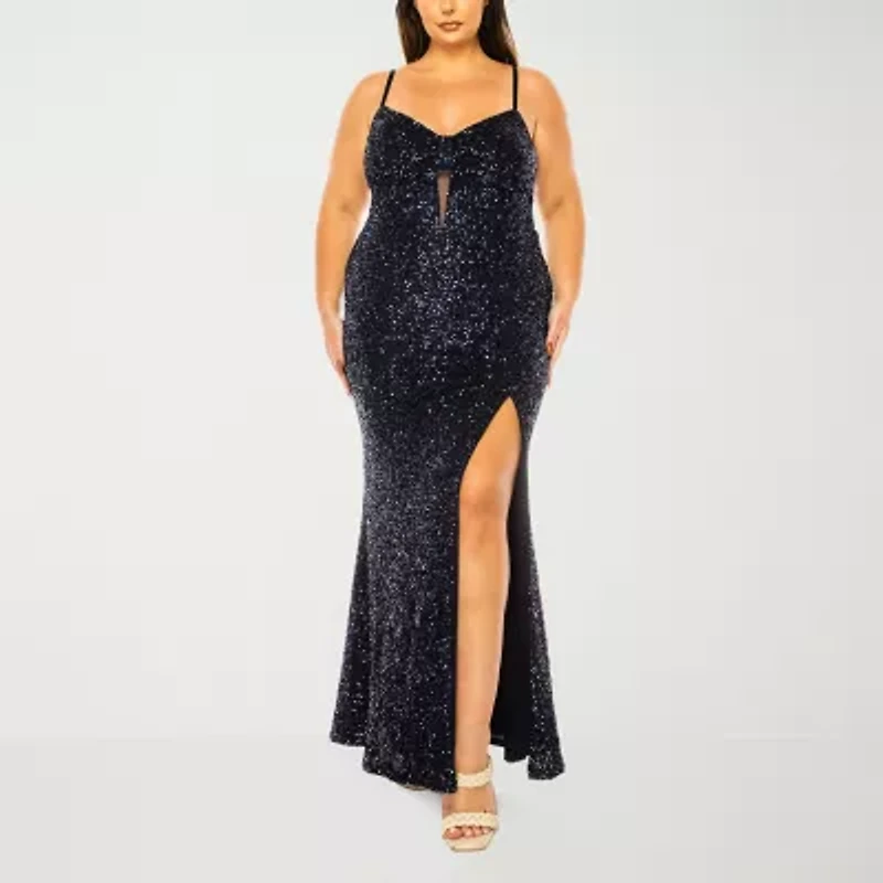 B. Smart Womens Juniors Plus Sleeveless Sequins Bodycon Dress