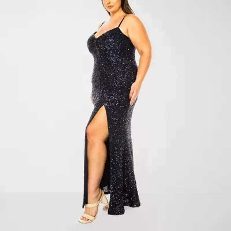 B. Smart Womens Juniors Plus Sleeveless Sequins Bodycon Dress