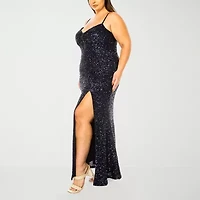 B. Smart Womens Juniors Plus Sleeveless Sequins Bodycon Dress