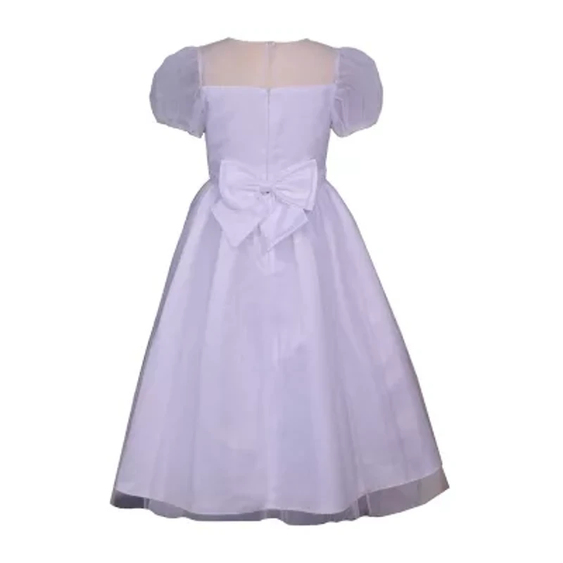 Bonnie Jean Big Kid Girls Communion Short Sleeve Puffed Flower Girl Fit + Flare Dress