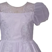Bonnie Jean Big Kid Girls Communion Short Sleeve Puffed Flower Girl Fit + Flare Dress