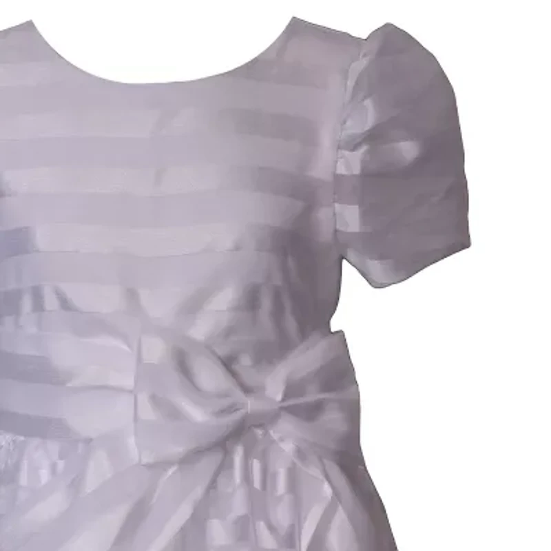 Bonnie Jean Big Kid Girls Communion Short Sleeve Puffed Flower Girl Fit + Flare Dress