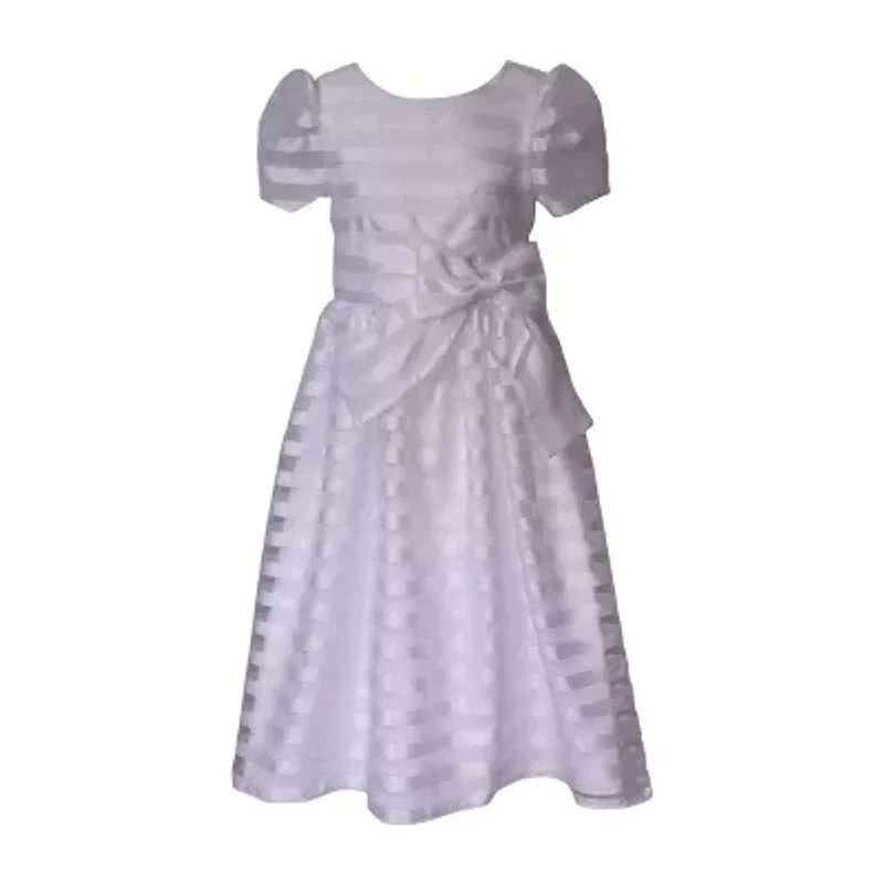 Bonnie Jean Big Kid Girls Communion Short Sleeve Puffed Flower Girl Fit + Flare Dress