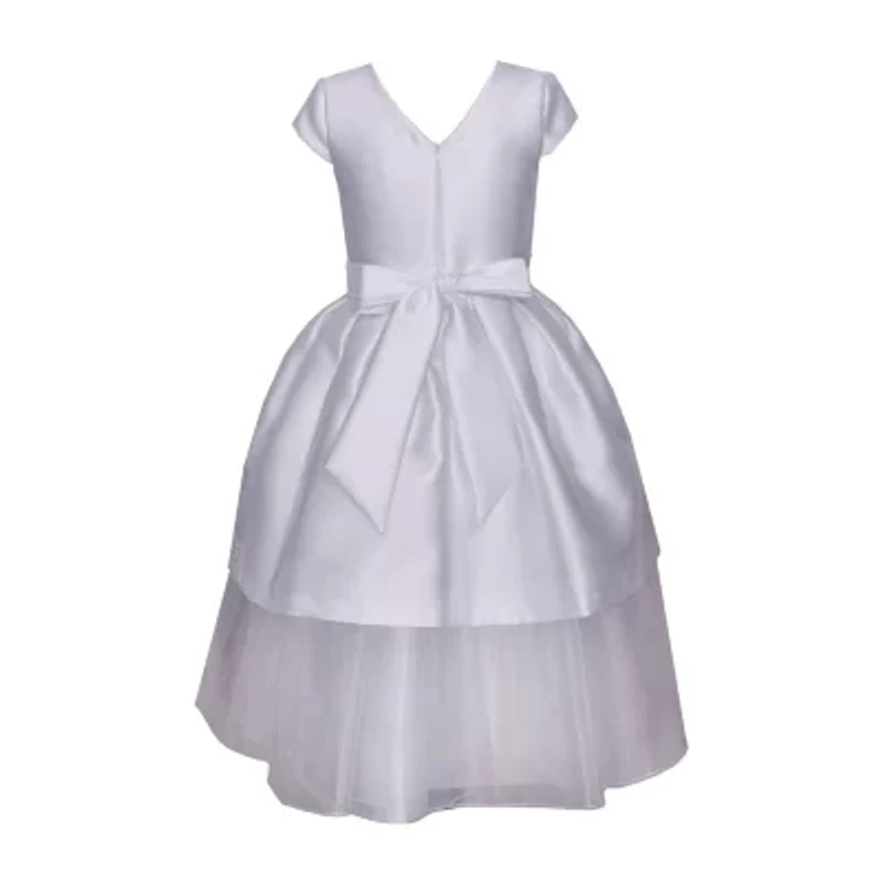 Bonnie Jean Big Kid Girls Communion 3/4 Sleeve Lace Flower Girl Fit + Flare Dress