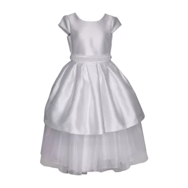 Bonnie Jean Big Kid Girls Communion 3/4 Sleeve Lace Flower Girl Fit + Flare Dress