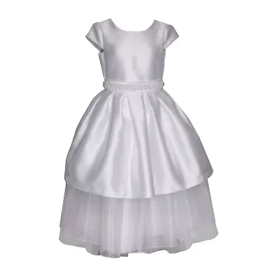 Bonnie Jean Big Kid Girls Communion 3/4 Sleeve Lace Flower Girl Fit + Flare Dress