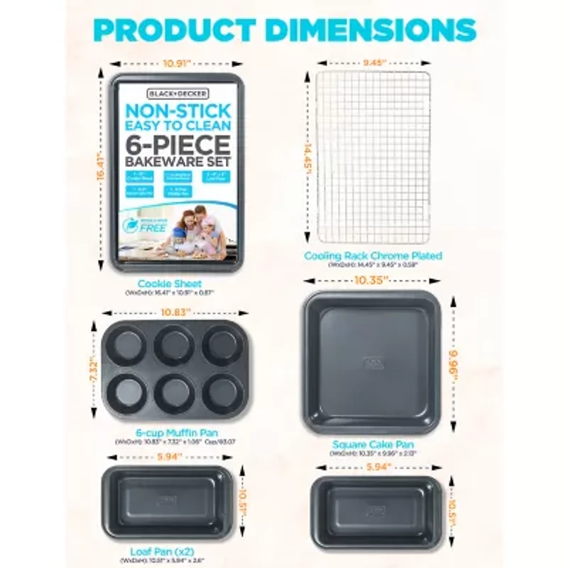 Black+Decker Carbon Steel 6-pc. Non-Stick Bakeware Set