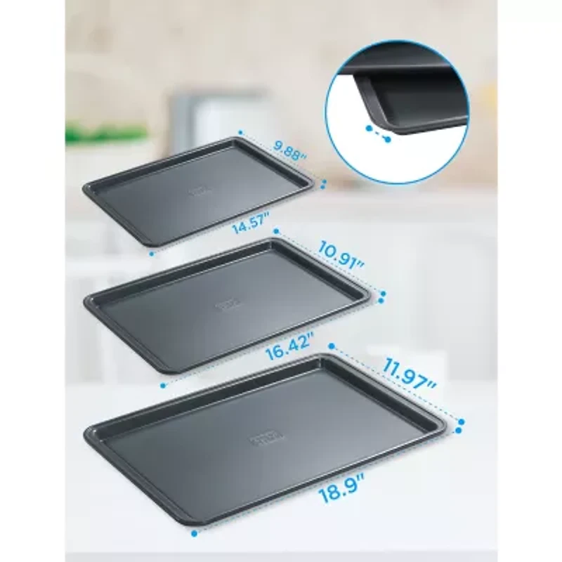 Black+Decker Carbon Steel 3-pc. Non-Stick Cookie Sheet