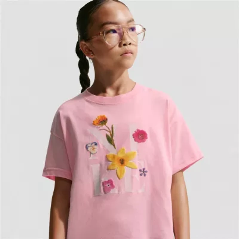 Nike Big Kid Girls Crew Neck Short Sleeve Regular Fit Graphic T-Shirt