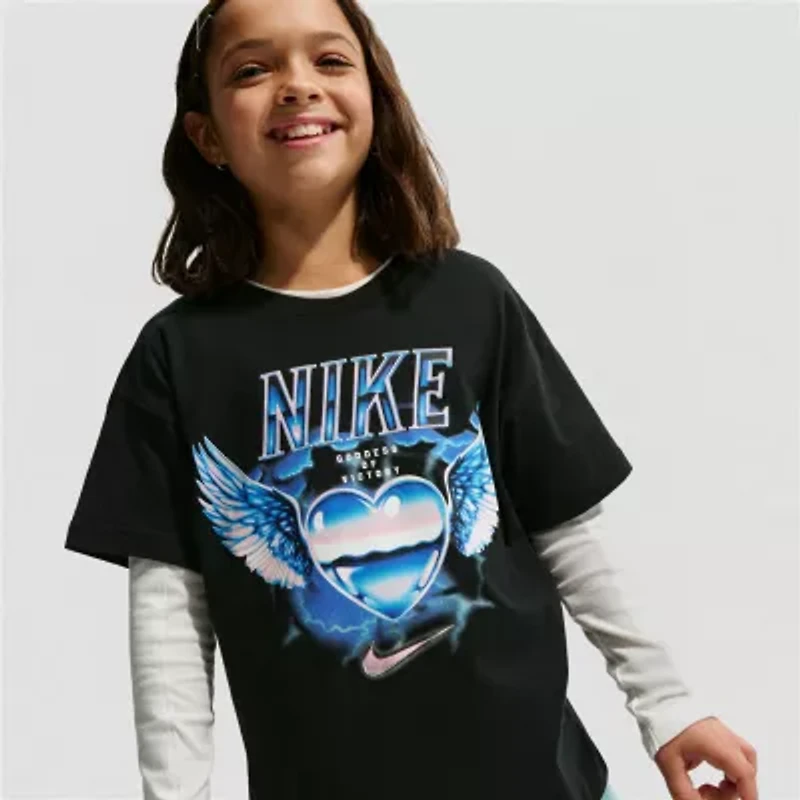 Nike Big Kid Girls Crew Neck Short Sleeve Regular Fit Graphic T-Shirt