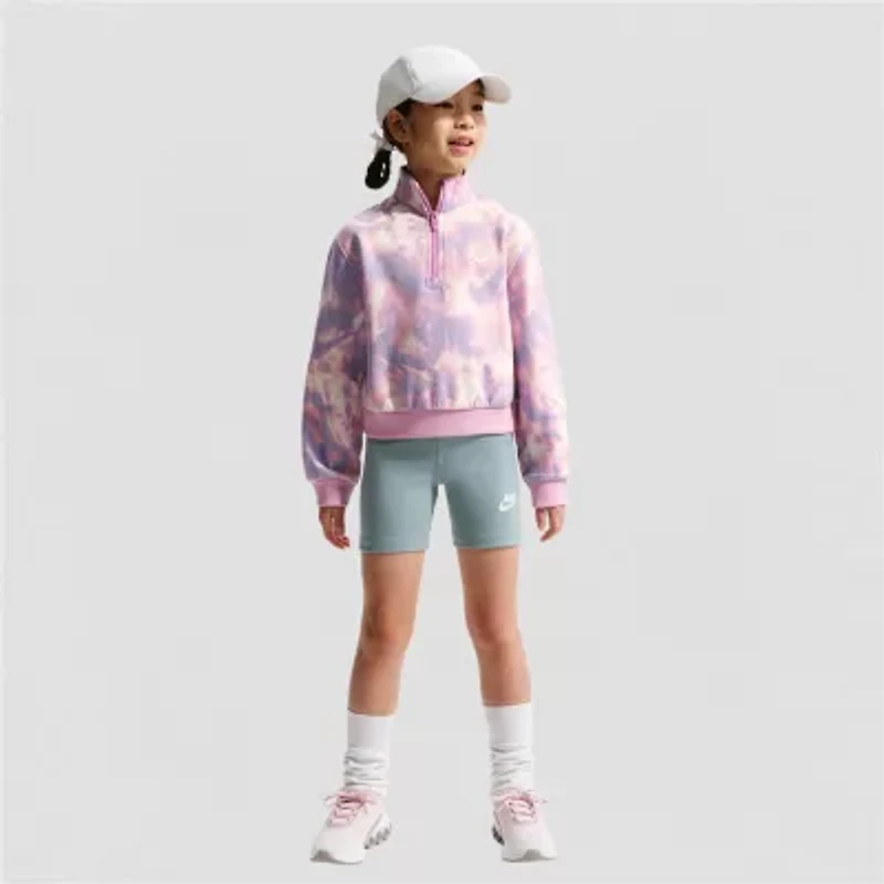 Nike Club Big Kid Girls Mock Neck Long Sleeve Fleece Active Quarter-Zip Pullover