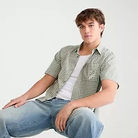 AEROPOSTALE Mens Short Sleeve Boxy Fit Stretch Fabric Button-Down Shirt