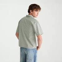AEROPOSTALE Mens Short Sleeve Boxy Fit Stretch Fabric Button-Down Shirt