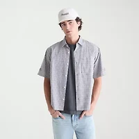 AEROPOSTALE Mens Short Sleeve Boxy Fit Stretch Fabric Button-Down Shirt
