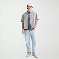 AEROPOSTALE Mens Short Sleeve Boxy Fit Stretch Fabric Button-Down Shirt