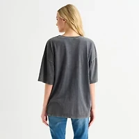 Sun And Moon Boyfriend Tee Womens Juniors Crew Neck Short Sleeve Oversized Graphic T-Shirt