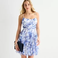 Radiante Couture Womens Juniors Floral Fit + Flare Dress