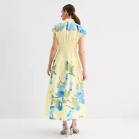 Melonie T Womens Short Sleeve Floral Maxi Dress