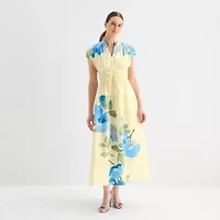 Melonie T Womens Short Sleeve Floral Maxi Dress
