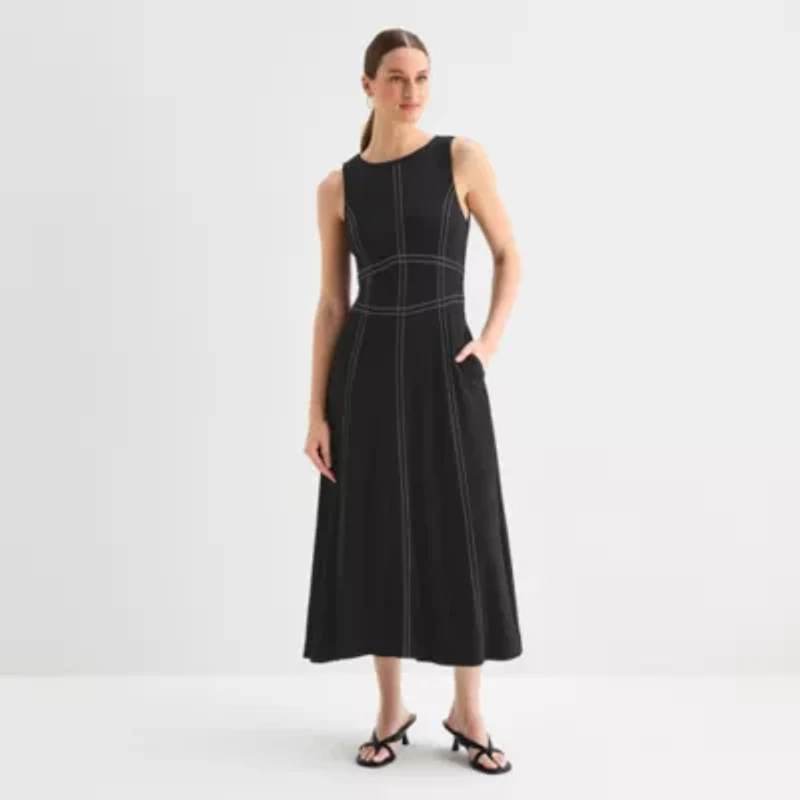 Sam And Jess Womens Sleeveless Midi Fit + Flare Dress