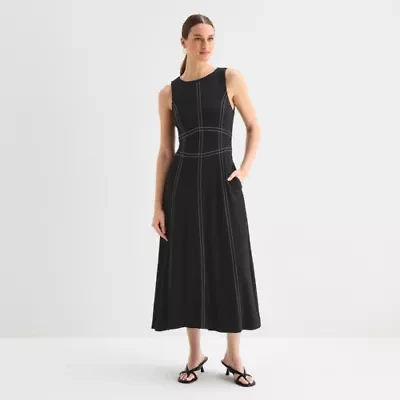 Sam And Jess Womens Sleeveless Midi Fit + Flare Dress