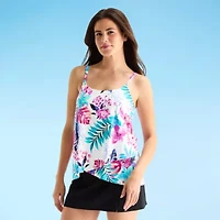 Sonnet Shores Womens Lined Tropical Leaf Tankini Swimsuit Top